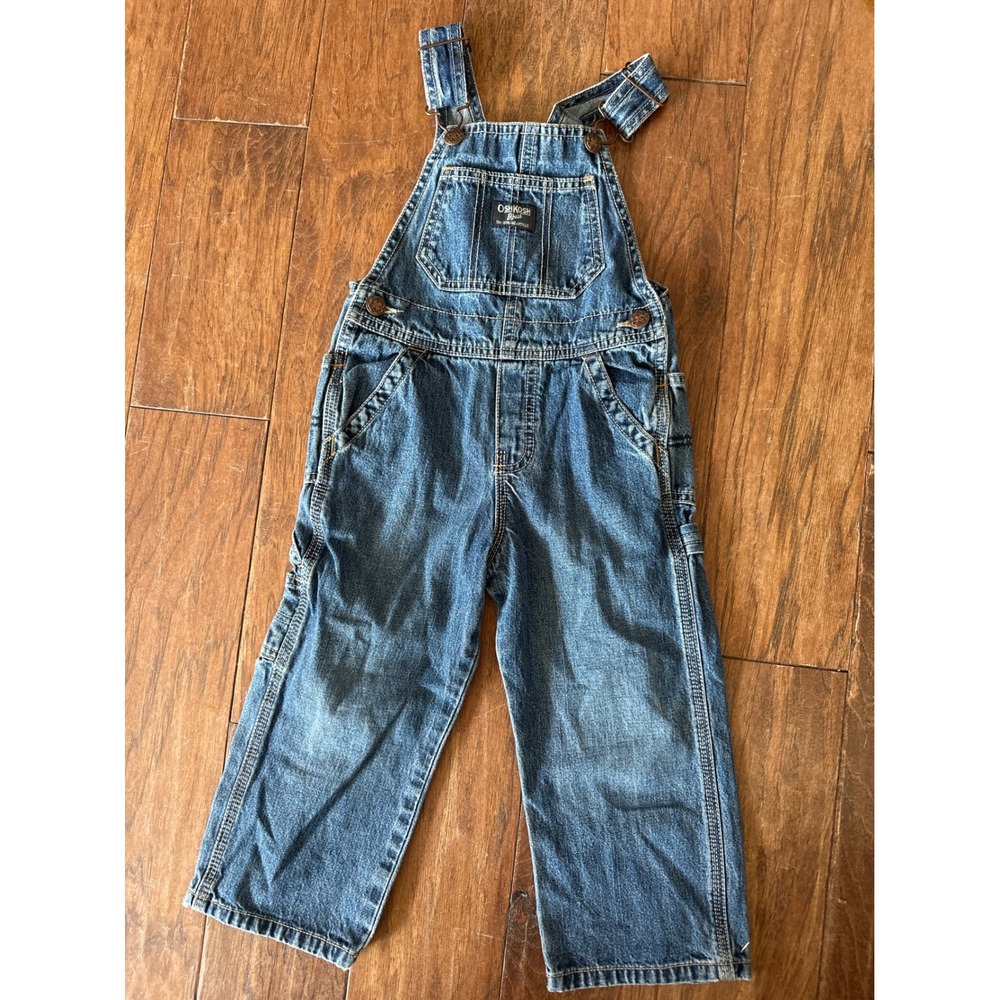 OshKosh Bgosh Kids Denim Carpenter Overalls Medium Wash Blue Cotton Size 3T